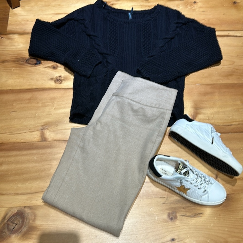Banana Republic Harrison stretch Wide-Leg wool Pant Tan 0